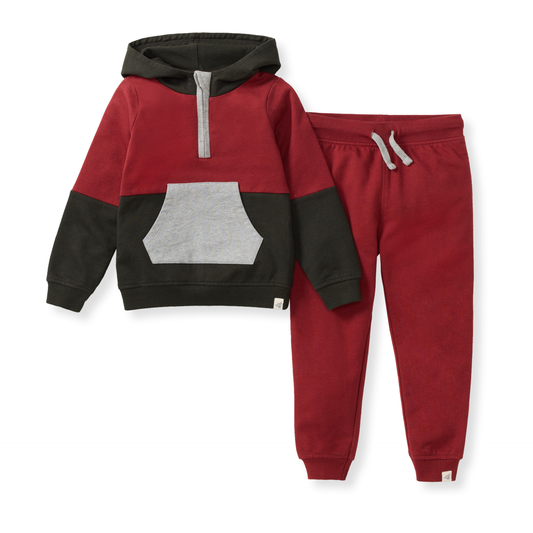 Organic Color Blocked Sweatshirt/Pant Set