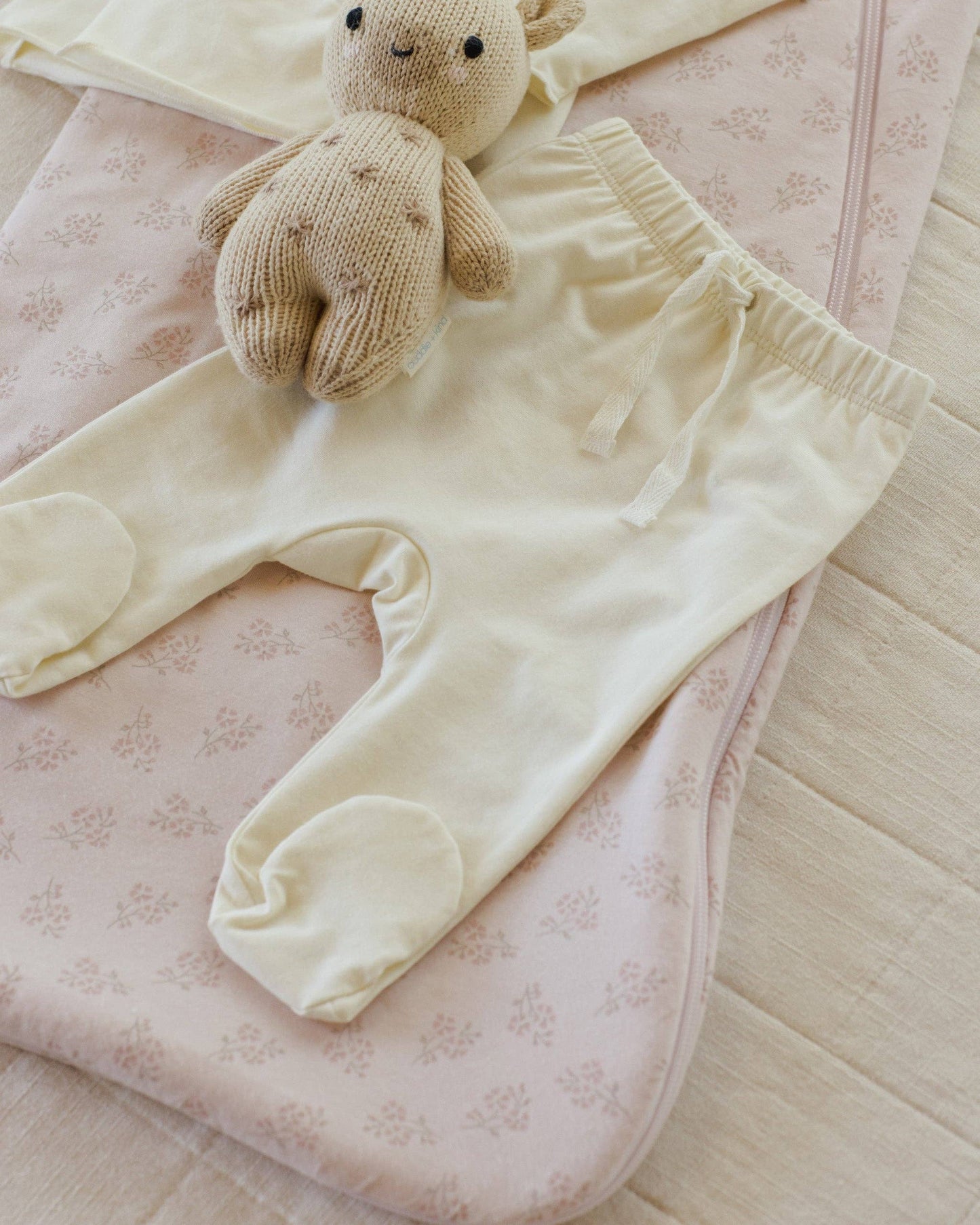 Organic Wrap Shirt + Footed Pant Set - Ivory