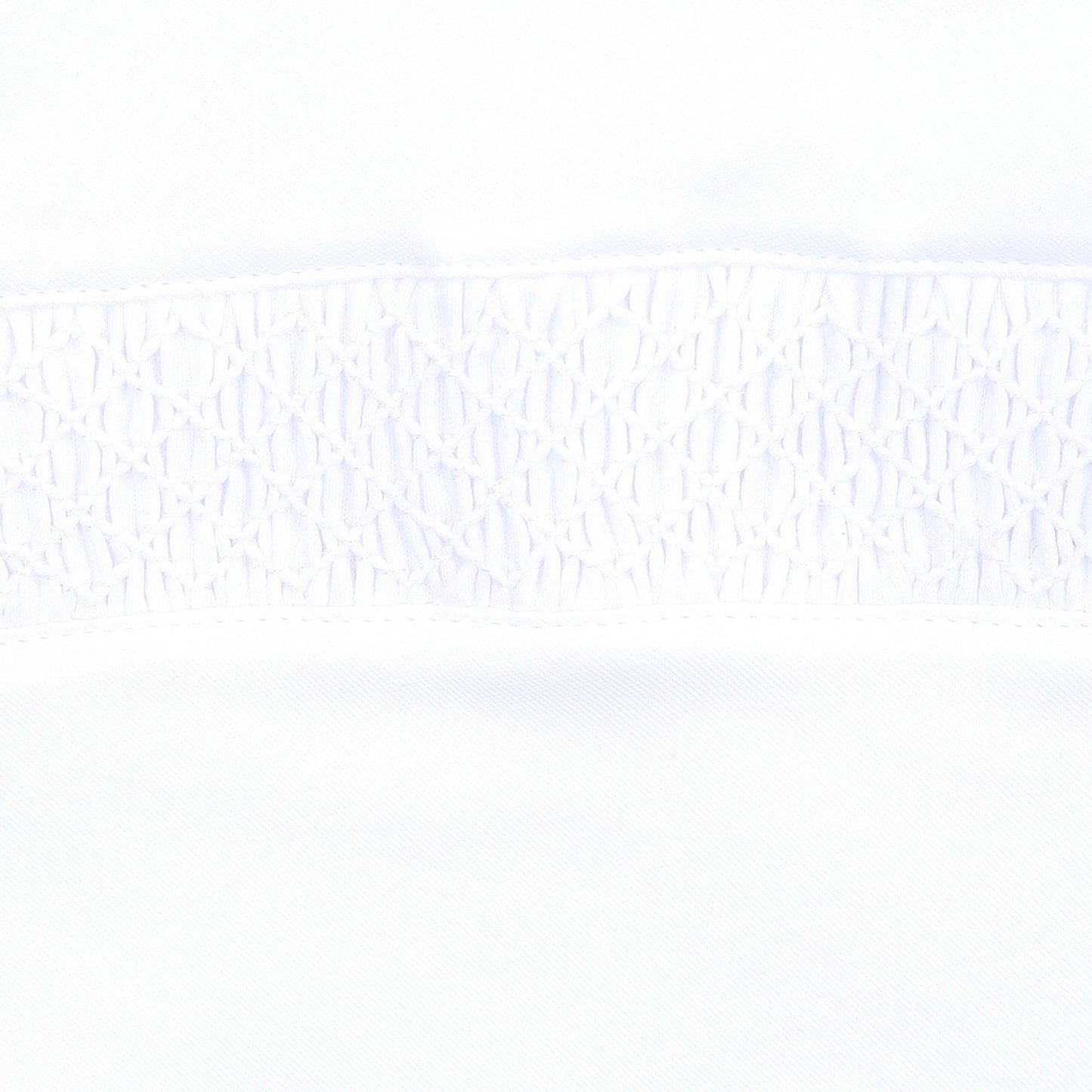 White Pima Smocked Gown with White Trim