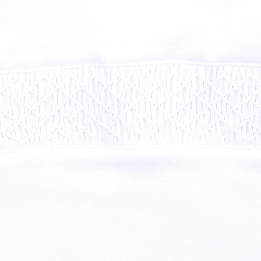 White Pima Smocked Gown with White Trim