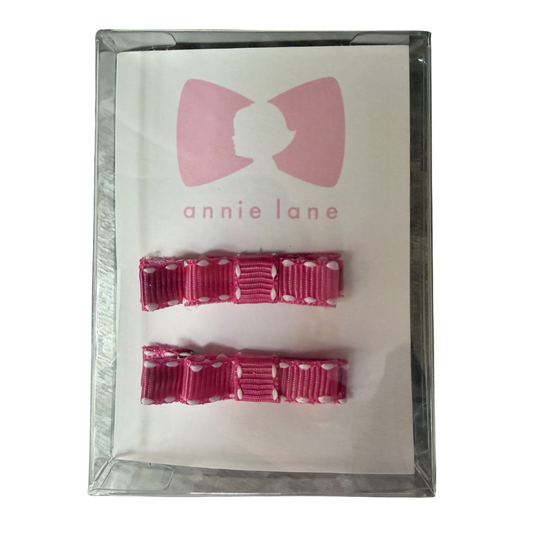Pink with White Side Stitch Set of Two Hair Bows