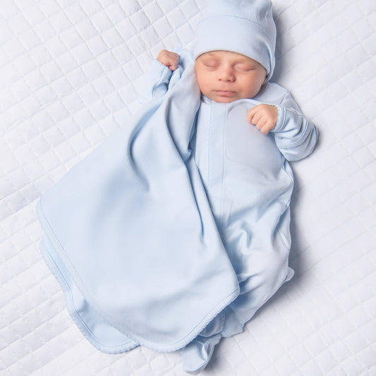 Essentials Solid Blue Pima Blanket