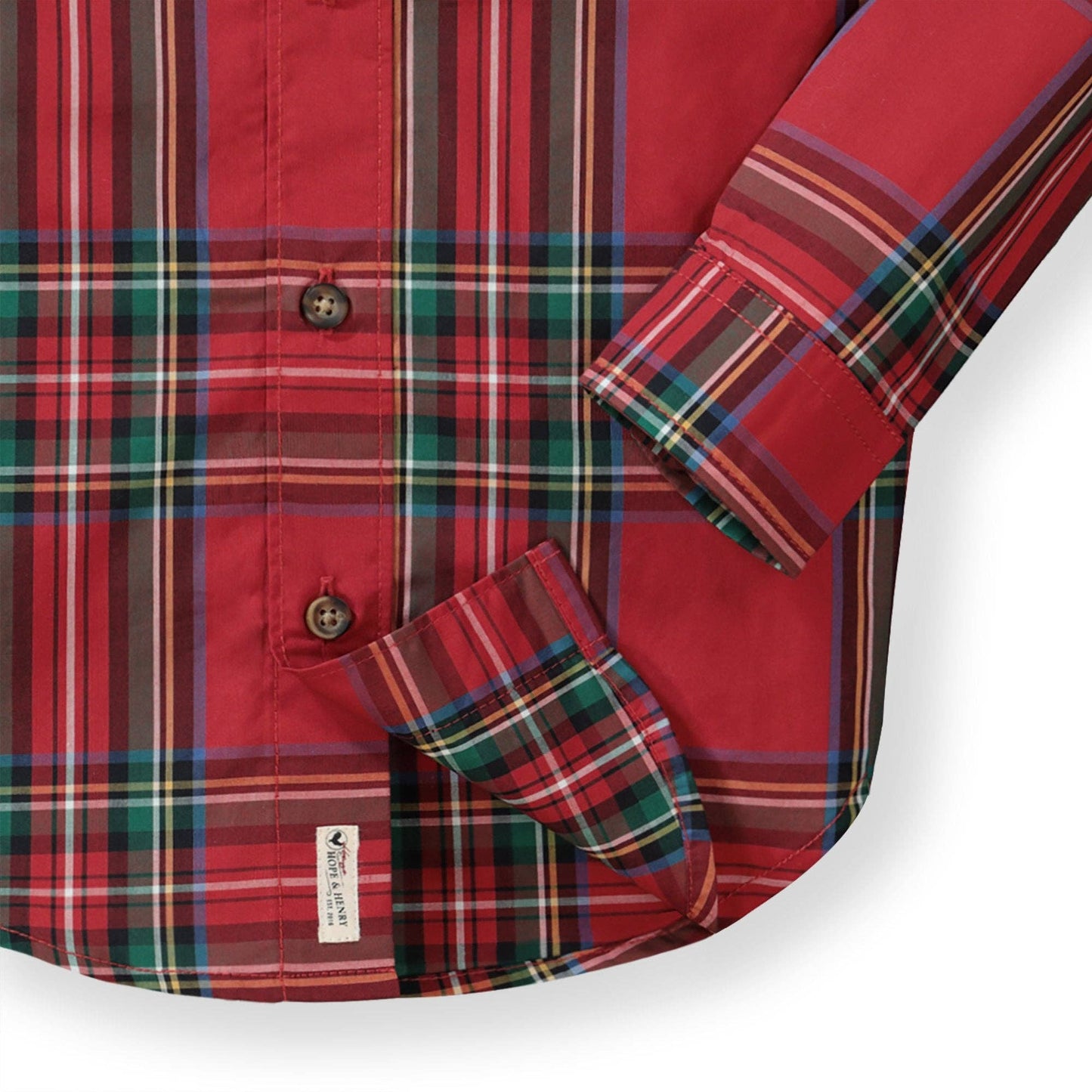 Organic Red Tartan Poplin Button Down Shirt