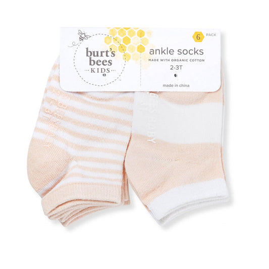 Solid & Stripes Organic Baby Ankle Socks 6 Pack - Ranunculus