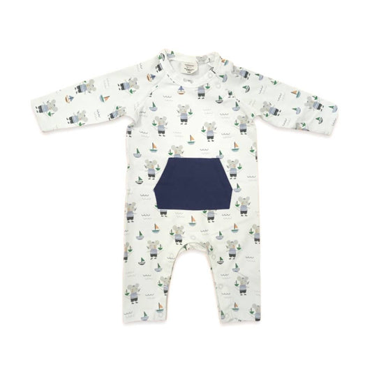 Organic Sailor Mouse Pocket Boy Romper