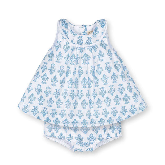 Organic Dress and Bloomer Set- Woodblock Floral