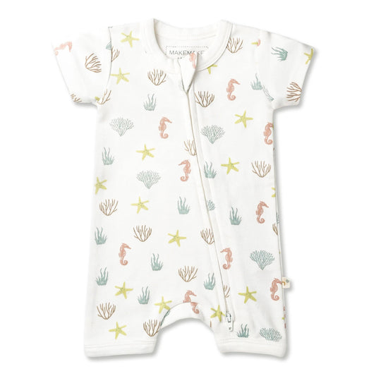 Coral Organic Short Zip Romper