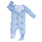 Blue Airplanes Bamboo Zip Footie