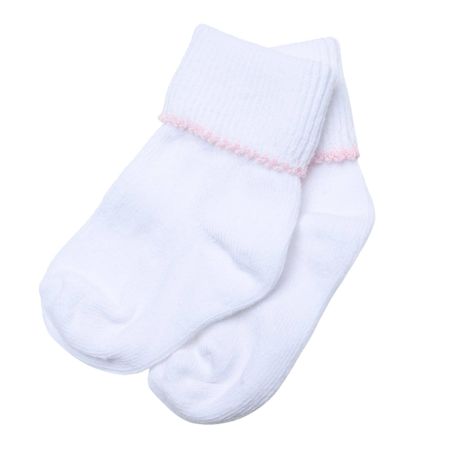White with Pink Trim Pima Socks