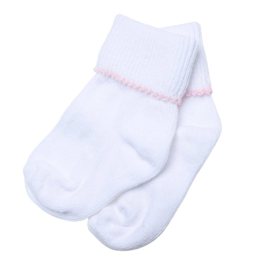 White with Pink Trim Pima Socks