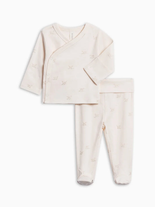 Organic Riley 2PC Kimono Shirt + Pant Set - Field Dog