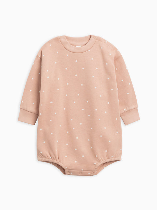 Jamie Fleece Bubble Romper - Mini Polka / Fawn