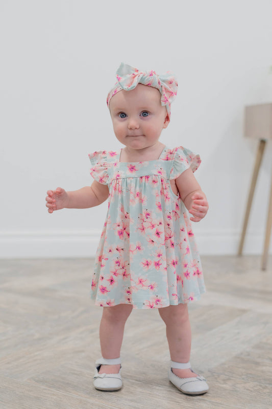 Cherry Blossoms Bamboo Ruffle Dress + Bloomers