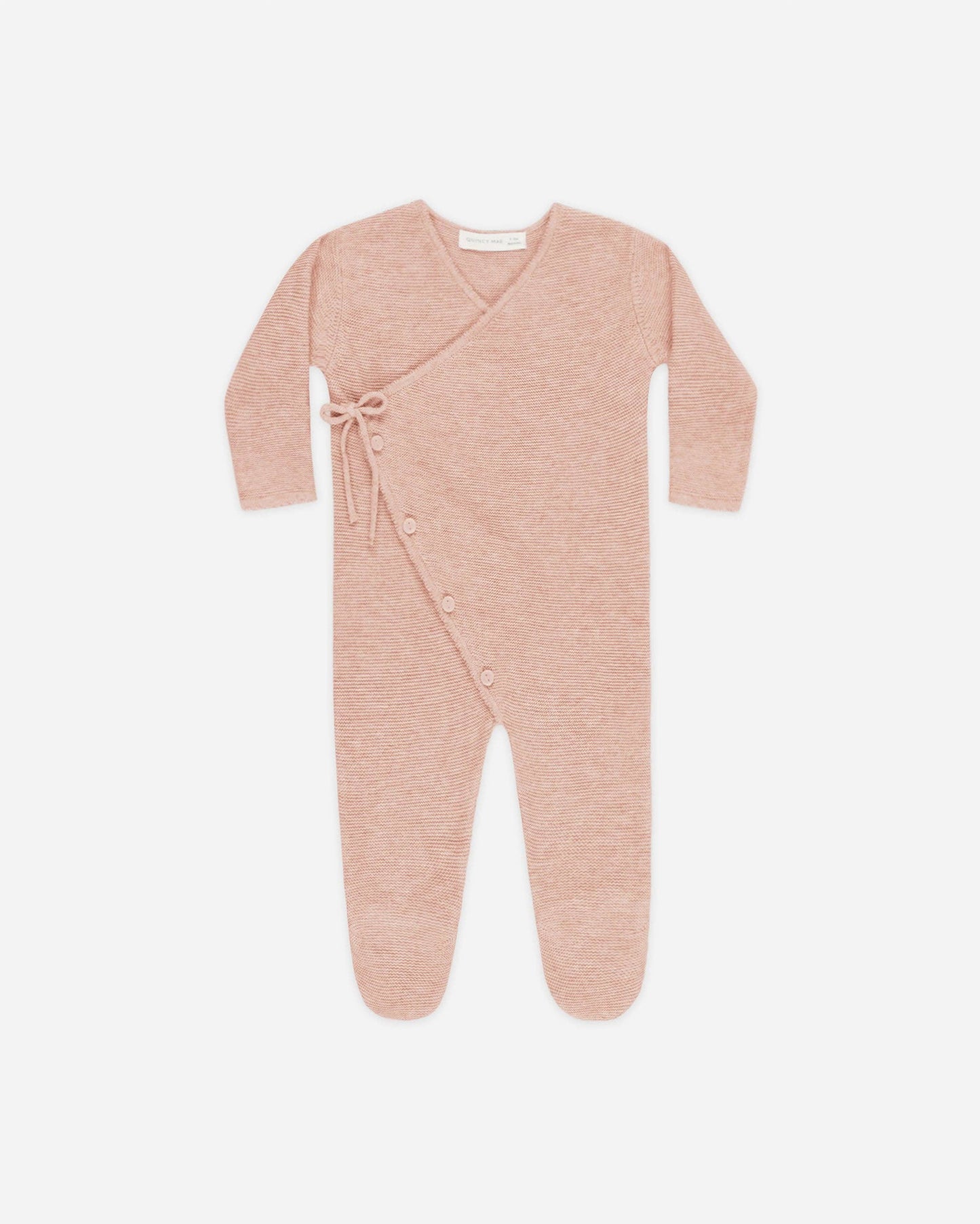 Organic Wrap Knit Footie - Heathered Rose