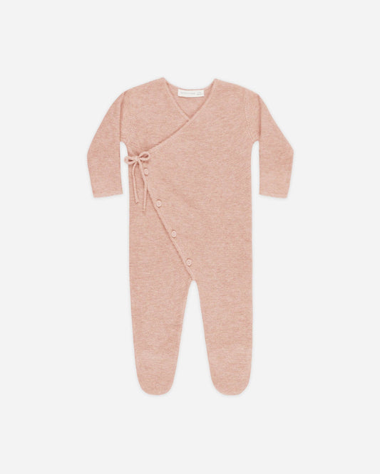 Organic Wrap Knit Footie - Heathered Rose