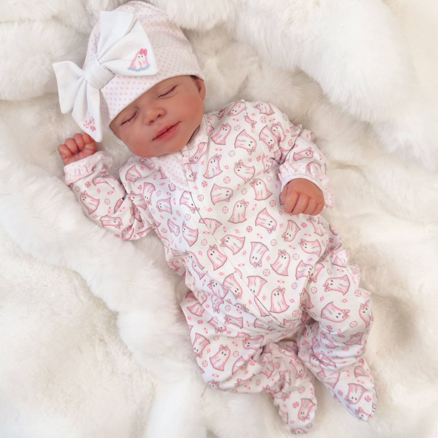 My Little Boo Pink Pima Ruffle Zip Footie