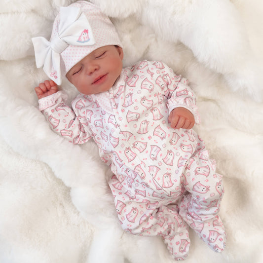 My Little Boo Pink Pima Ruffle Zip Footie