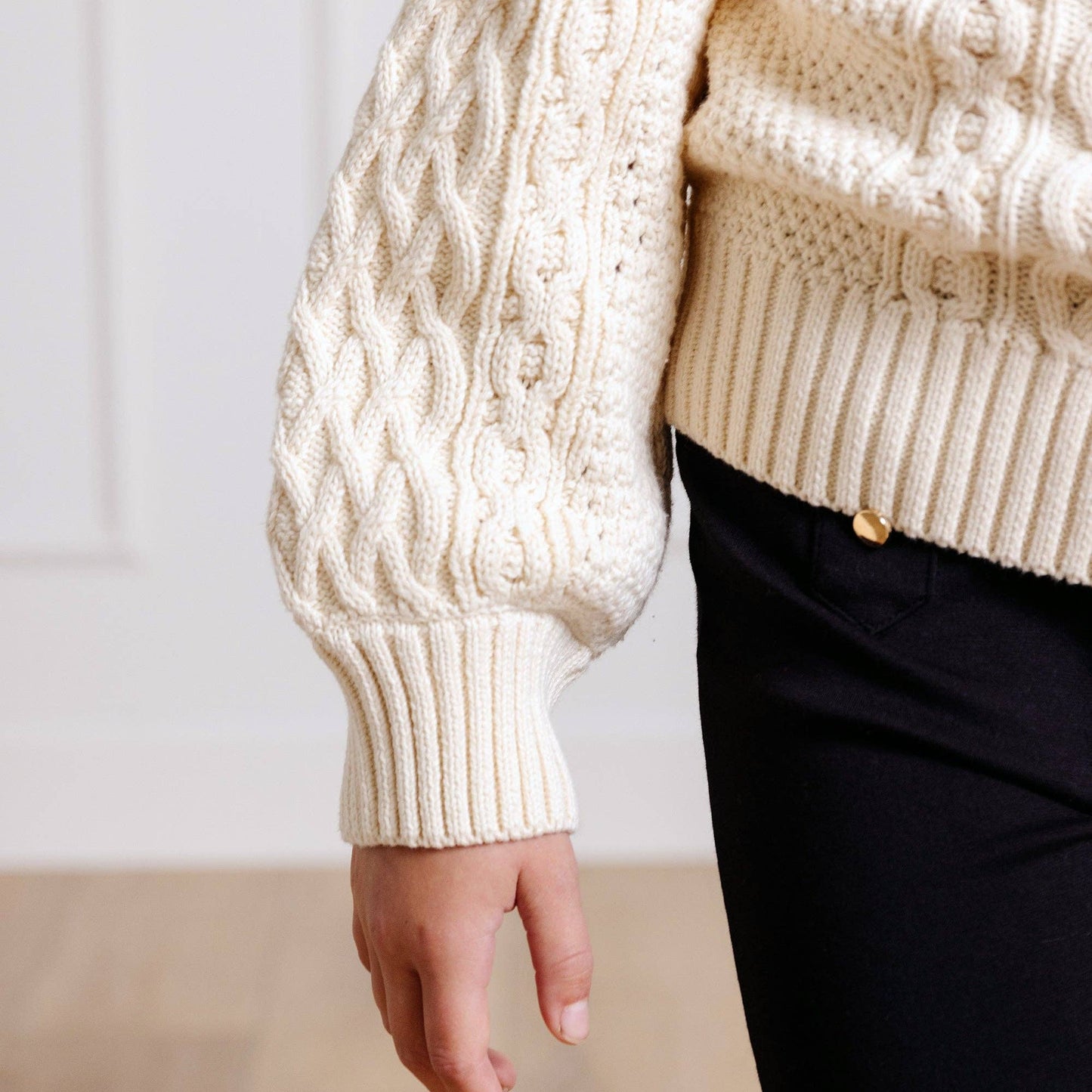 Organic Ivory Fisherman Sweater