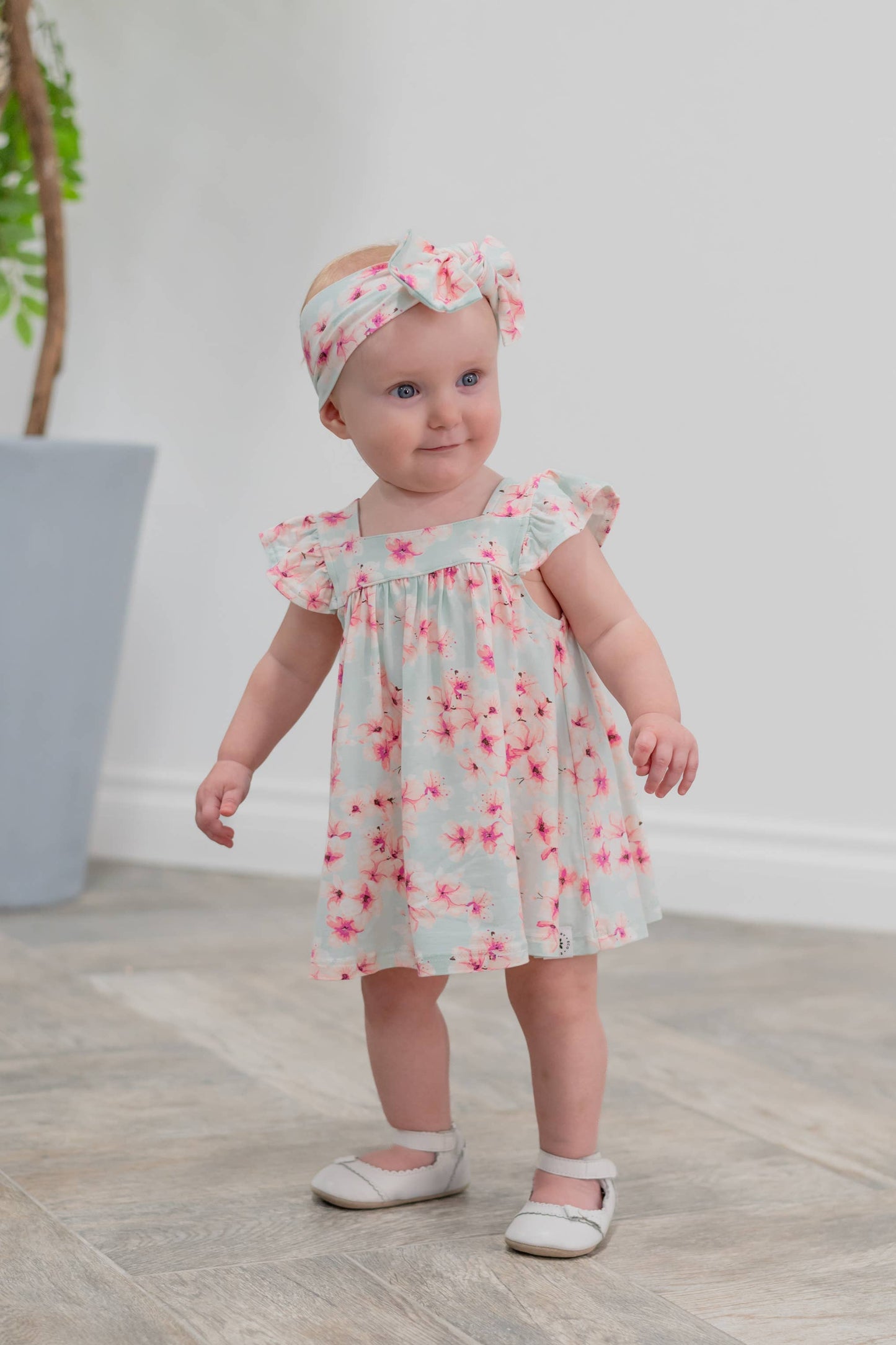 Cherry Blossoms Bamboo Ruffle Dress + Bloomers