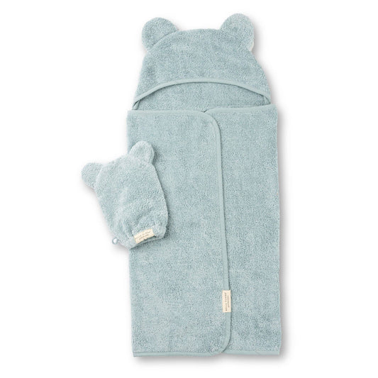 Hooded Towel + Wash Mitt Set- Fog