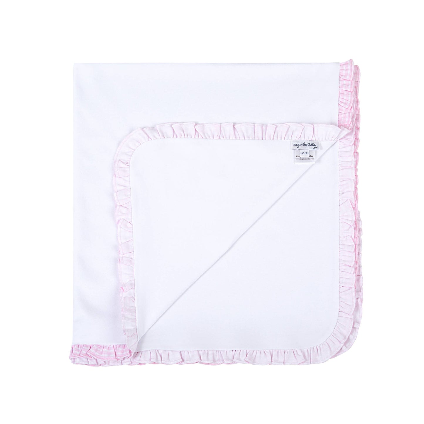 New Beginnings Pink Ruffle Pima Receiving Blanket