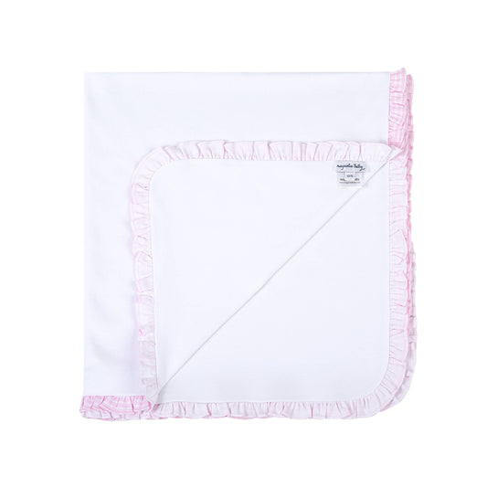 New Beginnings Pink Ruffle Pima Receiving Blanket