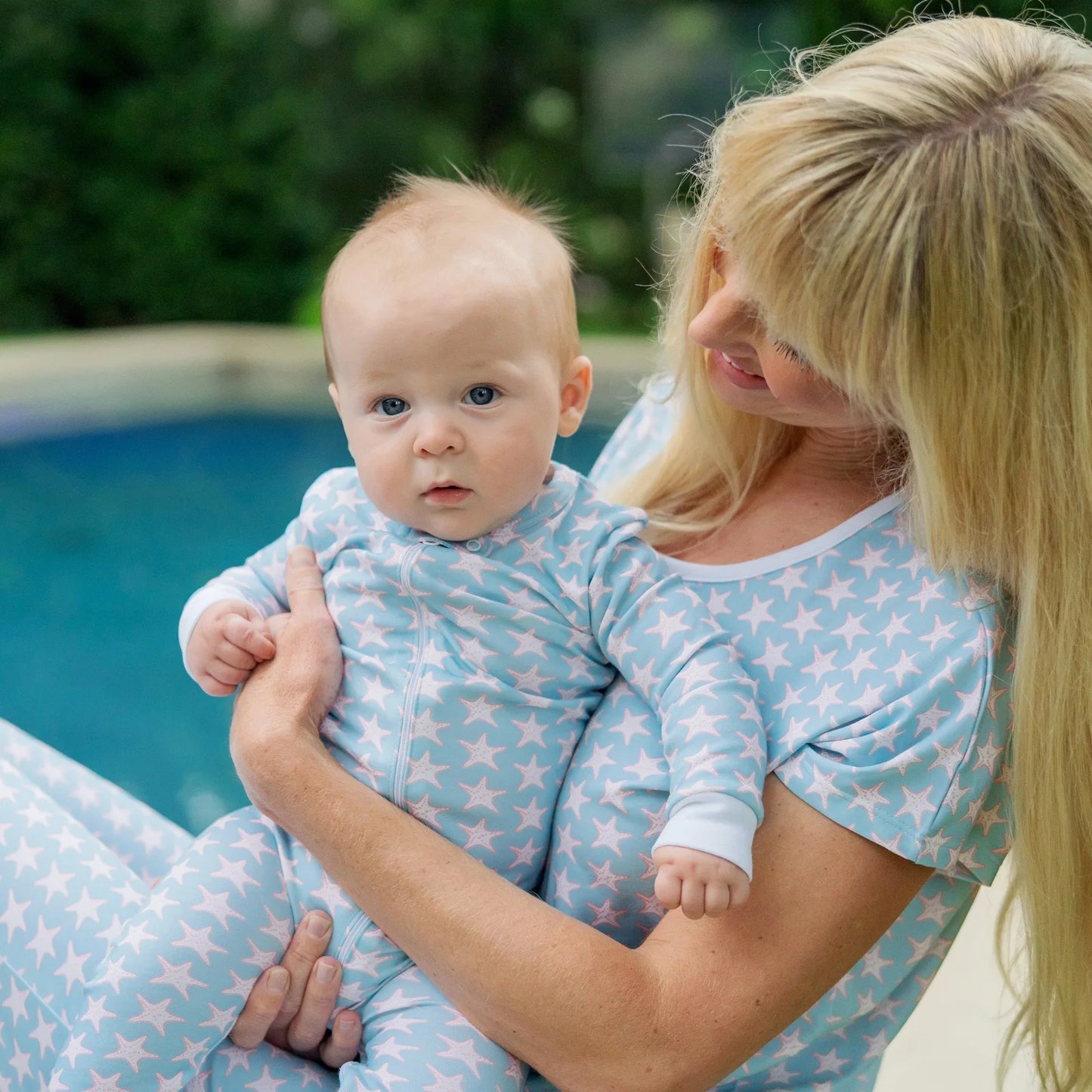 Parker Zip Pima Pajamas - Seaside Starfish