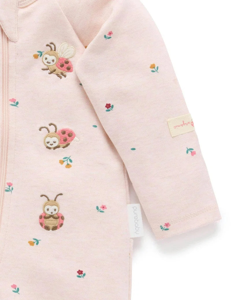 Organic Zip Sweet Pea Footie w/ Headband