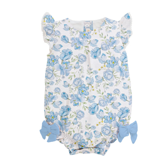 Spring in Blue Pima Ruffle Bow Bubble