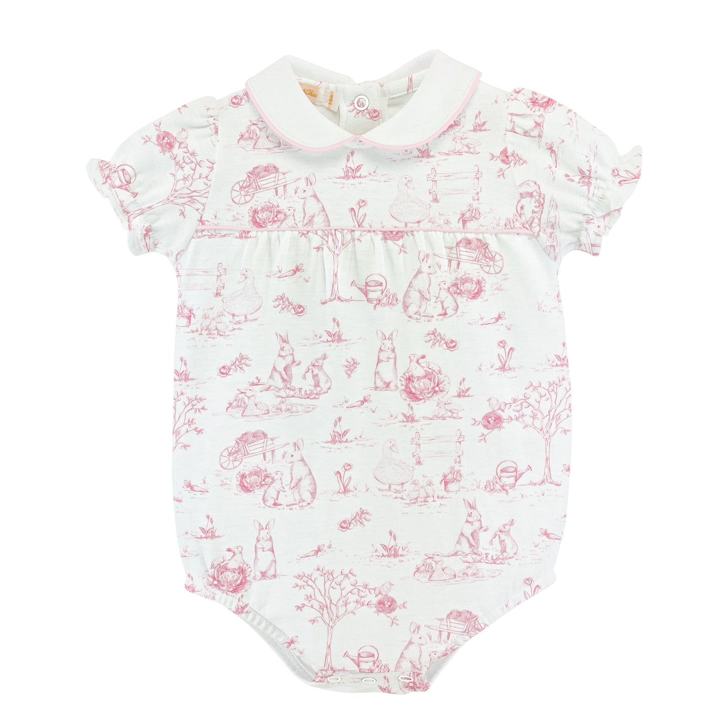 Pink Toile Bunnies Pima Bubble