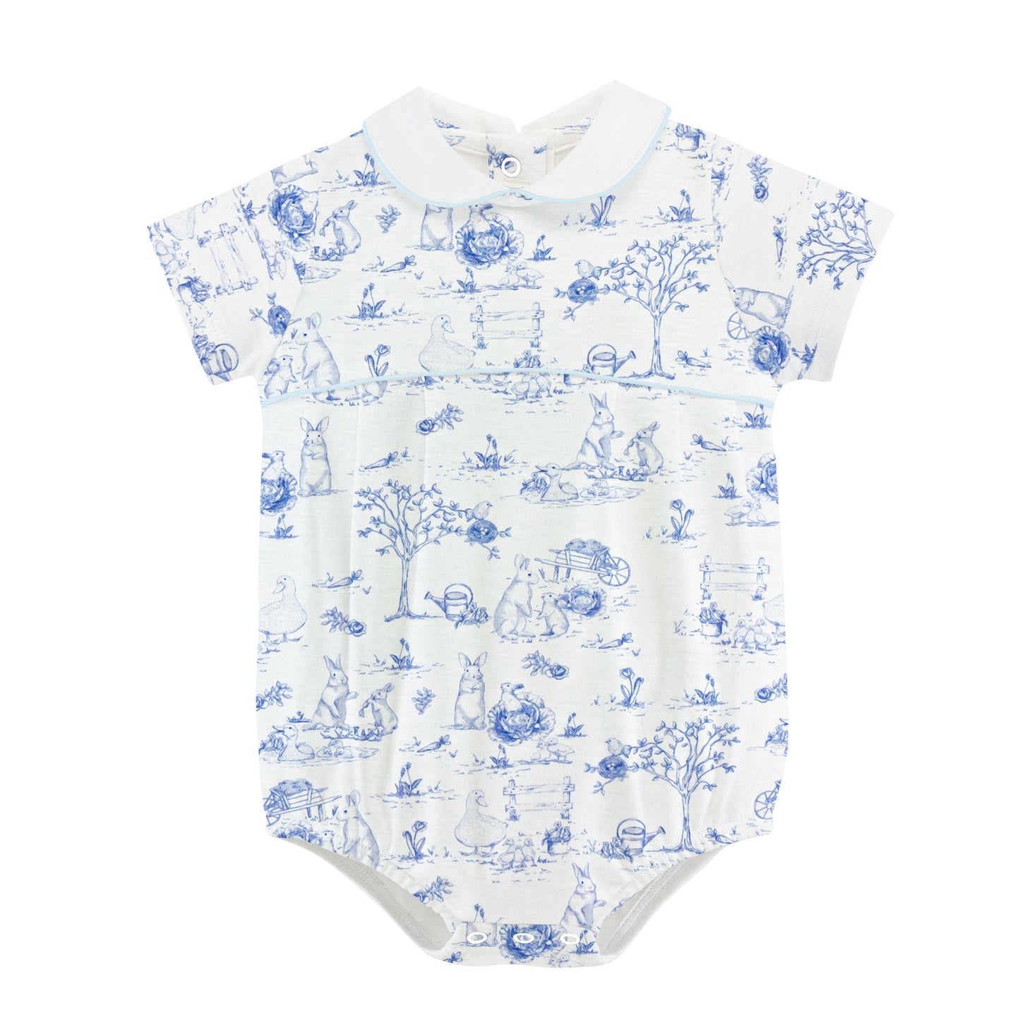 Blue Toile Bunnies Pima Bubble