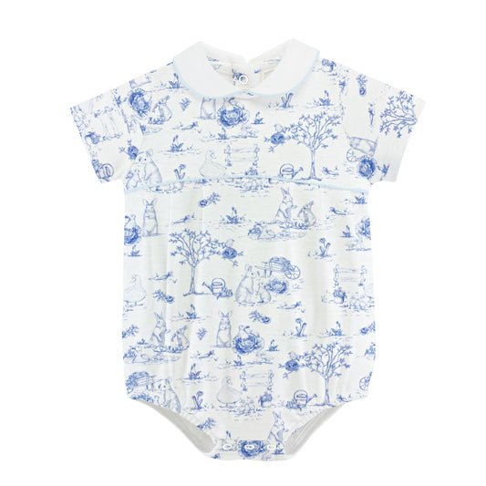 Blue Toile Bunnies Pima Bubble