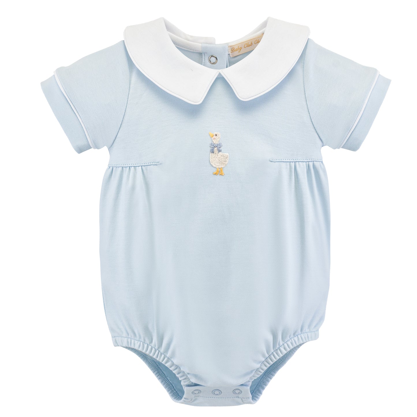 Springtime Embroidered Goose Blue Pima Bubble