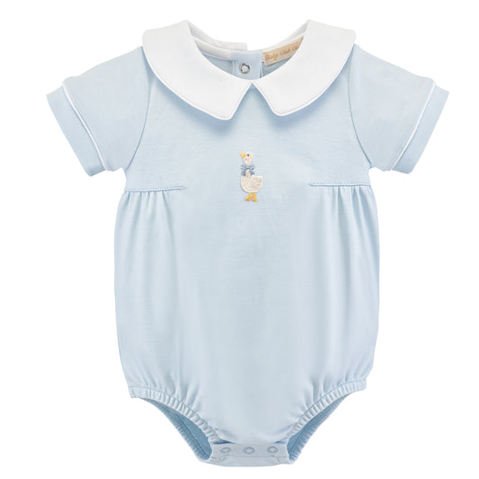 Springtime Embroidered Goose Blue Pima Bubble