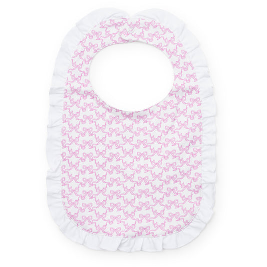 Ruffled Pima Bib - Pretty Pink Bows