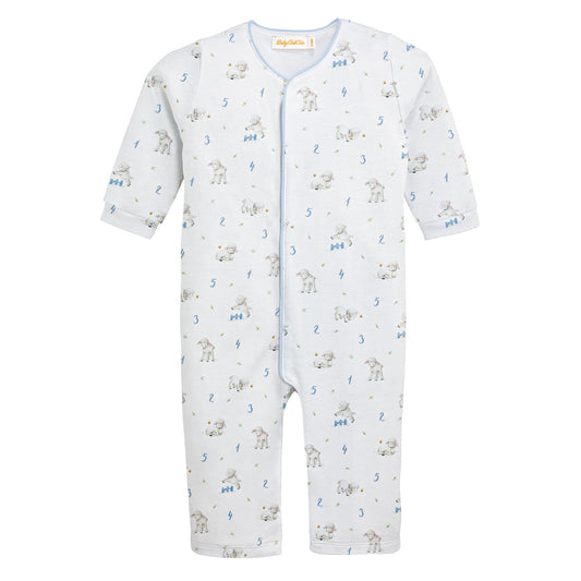 Counting Baby Sheep Blue Pima Coverall