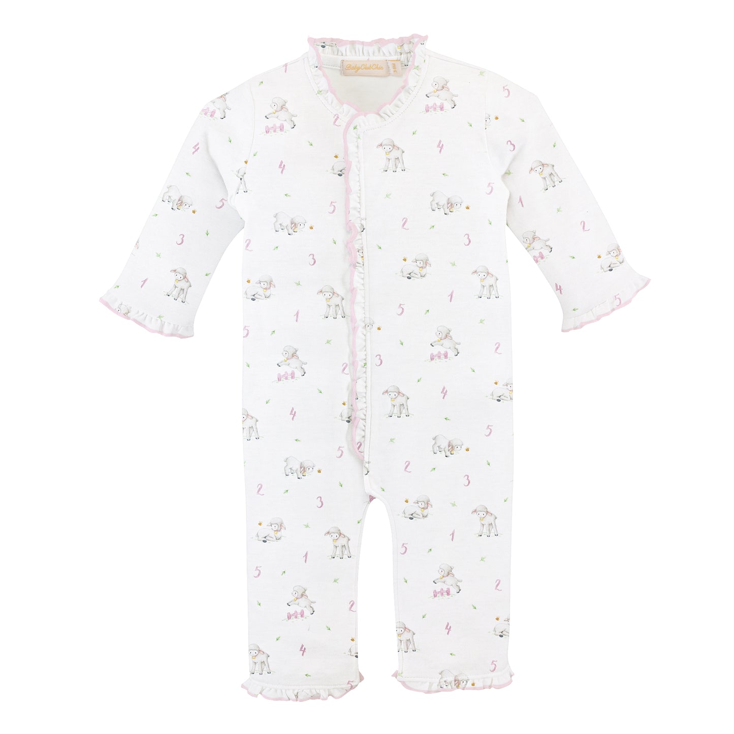 Counting Baby Sheep Pink Pima Coverall