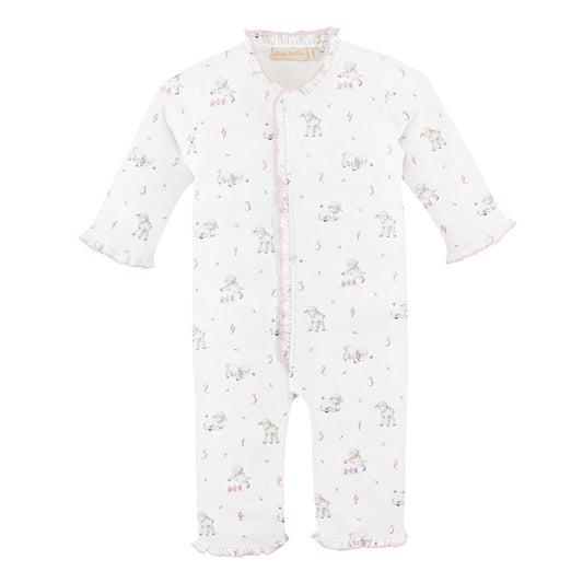 Counting Baby Sheep Pink Pima Coverall