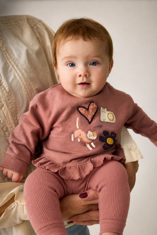 Organic Cat Ruffle Textured Sweatshirt