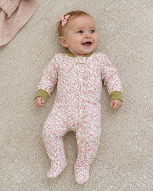 Melody Pima Ruffle Zip Footie