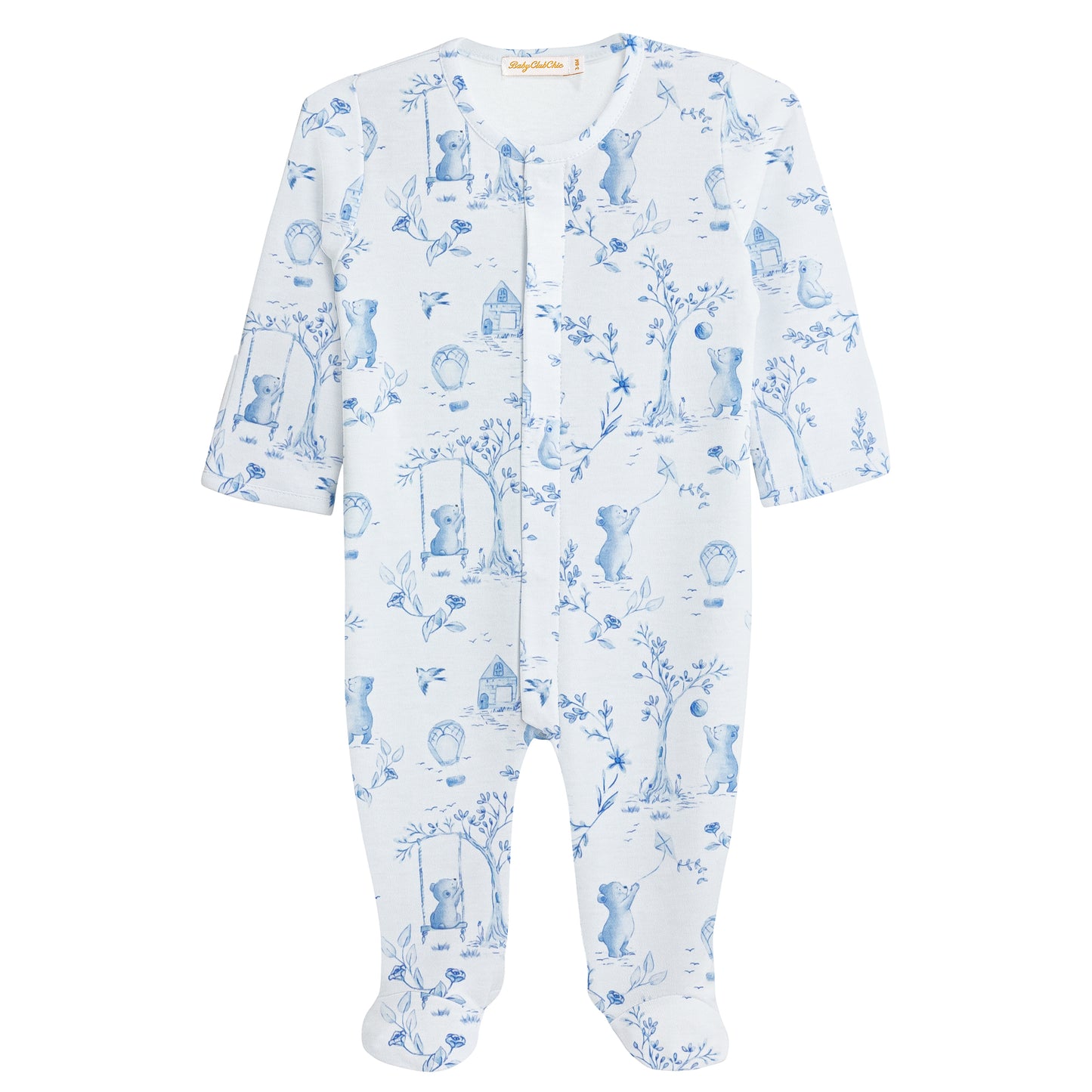 Toile De Jouy Blue Pima Footie