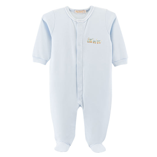 Little Train Embroidered Pima Footie