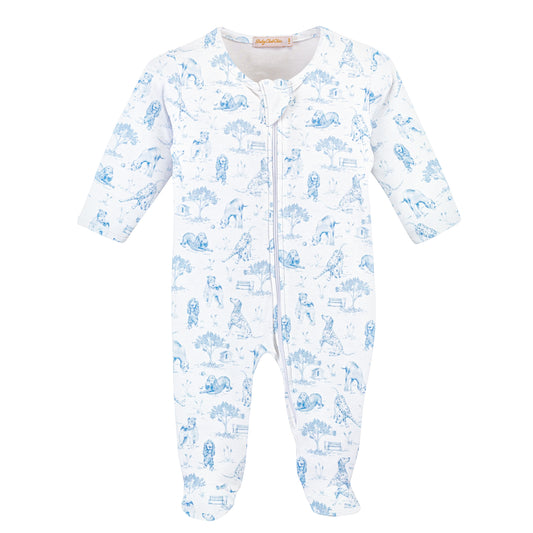 Barking Bliss Toile Pima Zip Footie