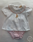 Little Hop Pink Embroidered Pima Shirt and Diaper Cover Set