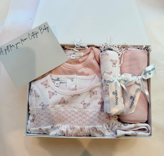 Deluxe Girl Baby Bear Pima Gift Set