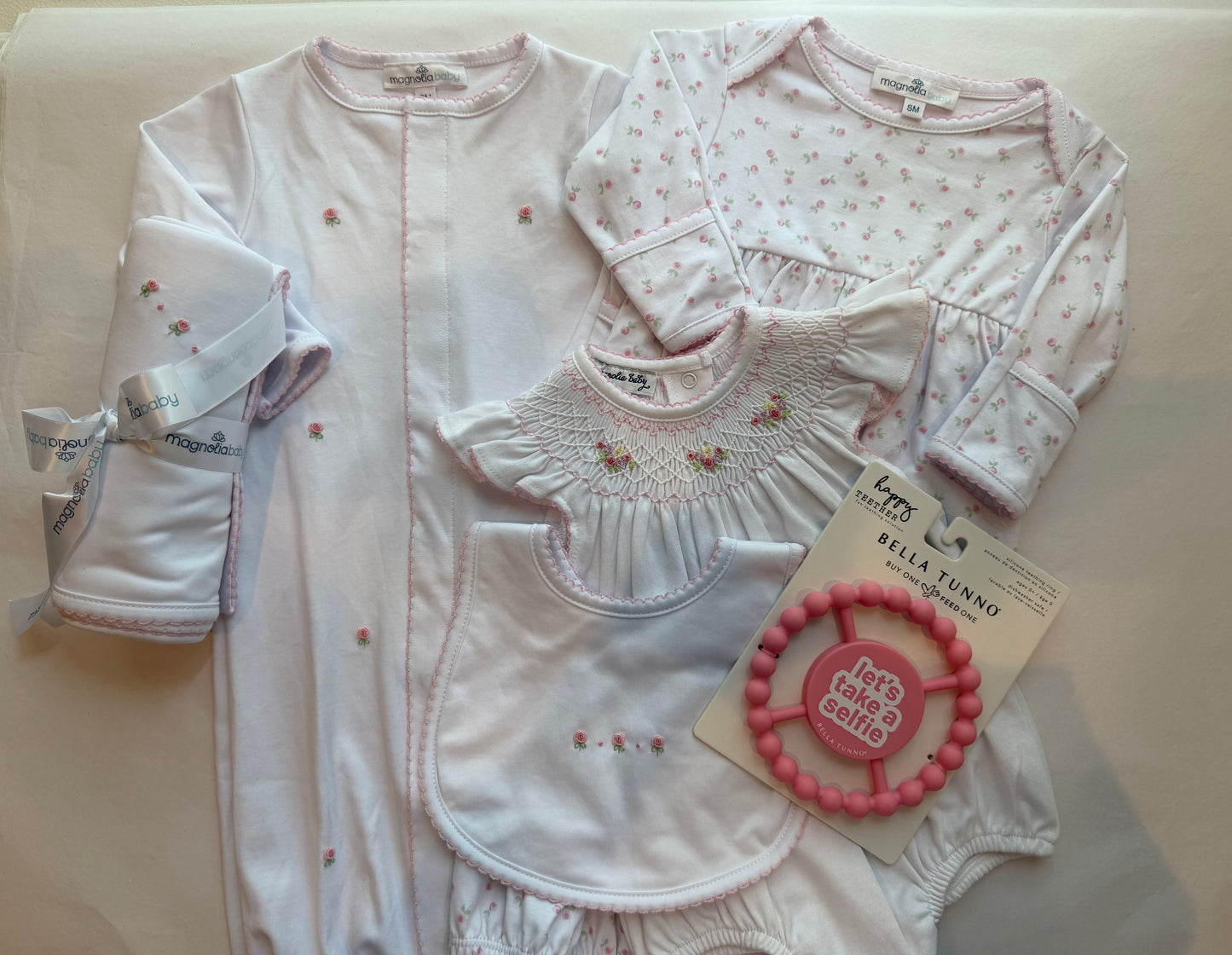 Luxury Signature Pink Pima Embroidered Roses Gift Set