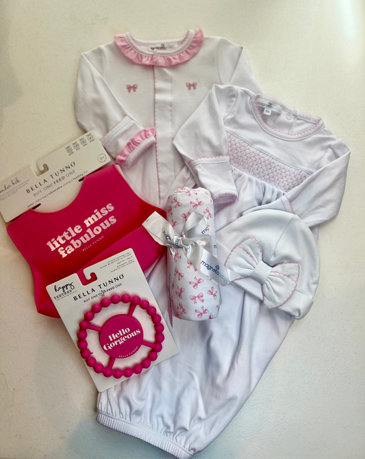 Premium Pima Baby Girl Bow Gift Set