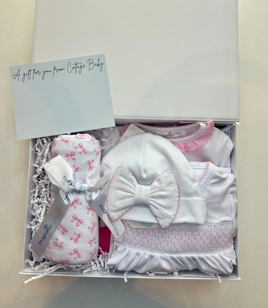 Deluxe Pima Baby Girl Bow Gift Set