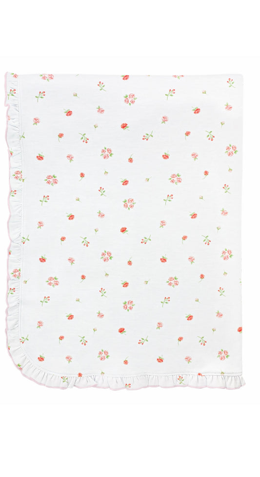 Rosebuds Pima Ruffle Blanket