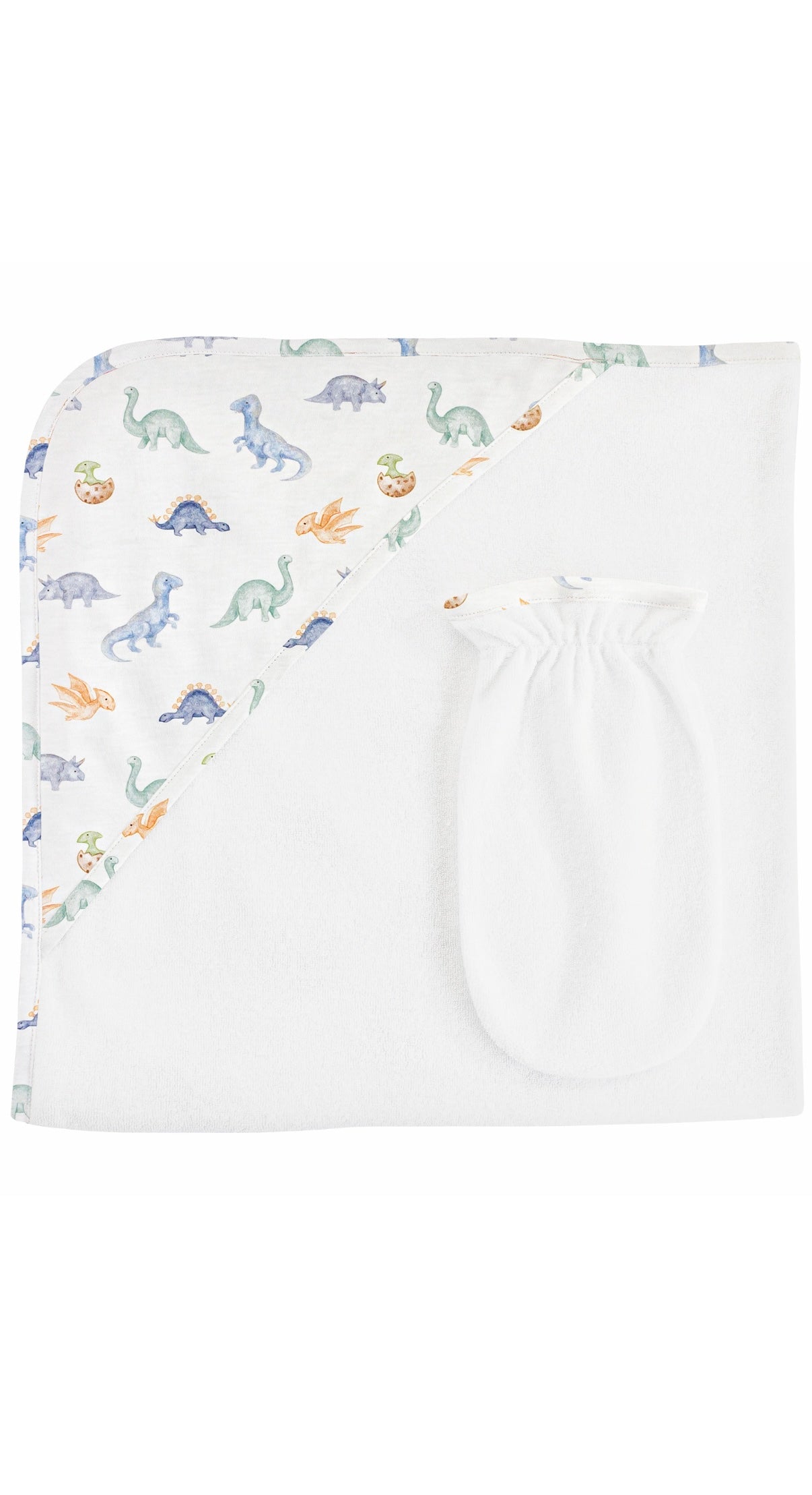 Baby Dinos Pima Hooded Towel w/ Washcloth Mitt Set